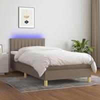 Boxspring met matras en LED stof taupe 90x190 cm - thumbnail