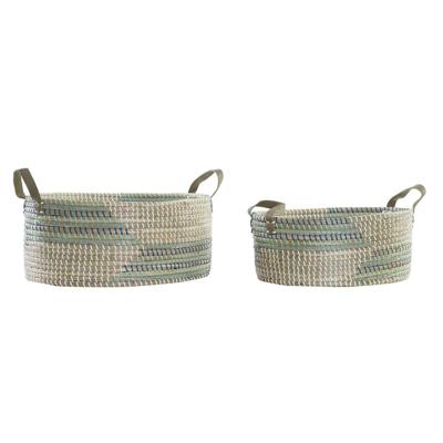 Basket spelset DKD Home Decor Wit Turkoois Natuurlijk Zeegras Tropisch 45 x 35 x 18 cm 2 Onderdelen Basket spelset DKD Home Decor Wit Turkoois Natuurlijk Zeegras Tropisch 45 x 35 x 18 cm 2 Onderdelen