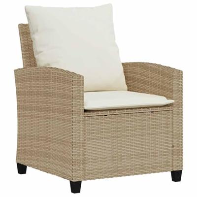 6-delige Loungeset met kussens poly rattan beige
