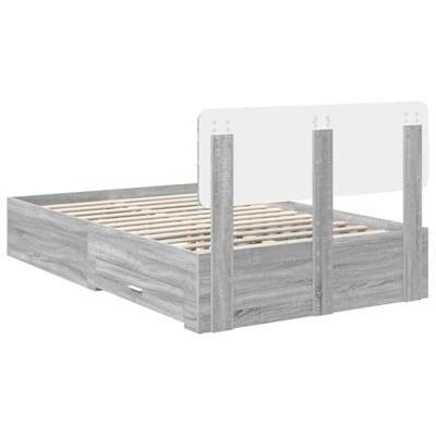 Bedframe met hoofdeinde Grijs Sonoma 135 x 190 cm Bewerkt hout