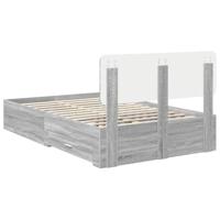 Bedframe met hoofdeinde Grijs Sonoma 135 x 190 cm Bewerkt hout - thumbnail