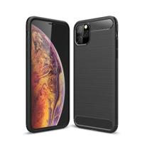 Geborsteld textuur koolstofvezel TPU Case voor iPhone 11 Pro Max (zwart) - thumbnail