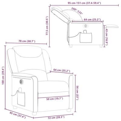 Massagestoel elektrisch verstelbaar stof wolk grijs