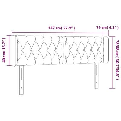 Hoofdbord met randen 147x16x78/88 cm stof taupe