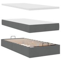 Ottoman bed met matras 90x190cm stof donkergrijs - thumbnail