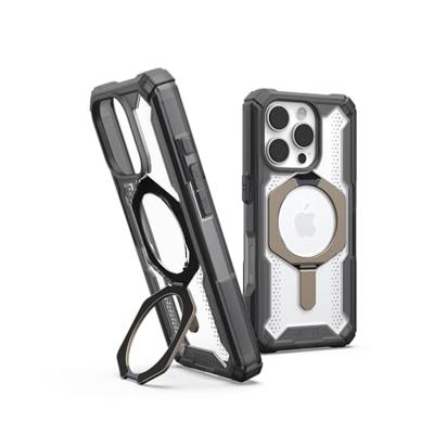 Urban Armor Gear Plasma XTE MagSafe Kickstand Case Backcover Apple iPhone 16 Pro Grijs, Transparant, Titaan MagSafe compatible
