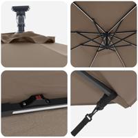 Cantilever Banana Parasol met slot Taupe 294 x 294 x 248 cm - thumbnail