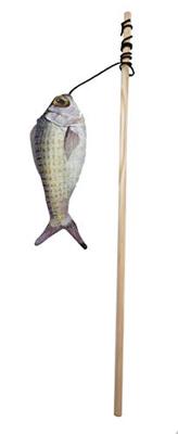 Giocattolo per gatti - AIME - Canna da pesca - Bastoncino di legno, pesce da 15 cm