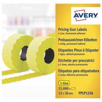 Avery YPLP1226 etiketten voor prijstang permanent, ft 12 x 26 mm, 15 000 etiketten, geel - thumbnail