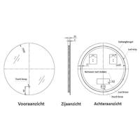 Loxa - Ronde Badkamerspiegel Ilona met Led 50cm - Zwarte omlijsting - Dimbaar - Condensvrij vlak- Duurzame kwaliteit - Eenvoudige installatie - thumbnail