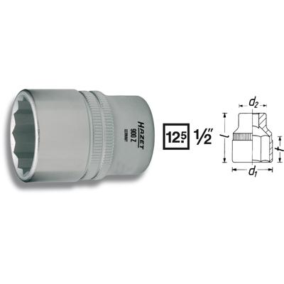 HAZET Dopsleutel 900AZ-1.1/4 · 1/2 inch (12,5 mm) vierkant hol · Buitentwaalfkant tractieprofiel · SW 1,1/4?