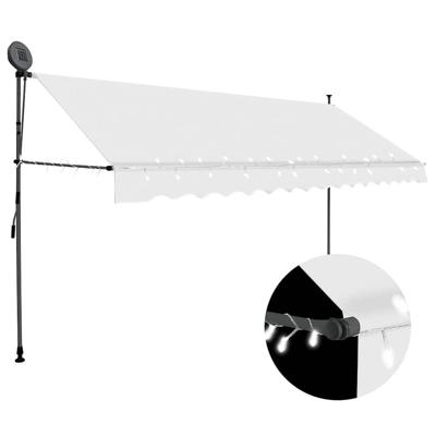 VidaXL Luifel handmatig uitschuifbaar met led 400 cm crèmekleurig