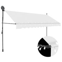 VidaXL Luifel handmatig uitschuifbaar met led 400 cm crèmekleurig - thumbnail