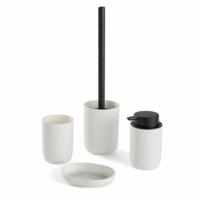 Set van 4 badkameraccessoires - TODAY - UTILITY - Beker, zeepdispenser, toiletborstel - Wit - thumbnail