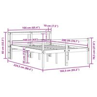 Bedframe met hoofdbord massief grenenhout wasbruin 160x200 cm - thumbnail