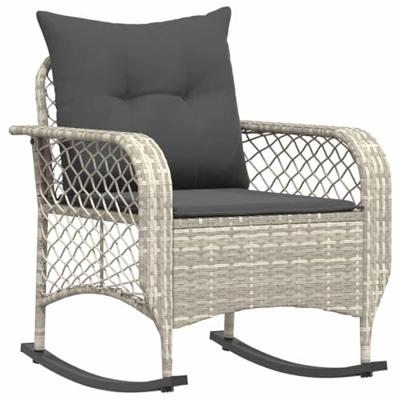 Tuinschommelstoel met kussens poly rattan lichtgrijs Tuinschommelstoel met kussens poly rattan lichtgrijs