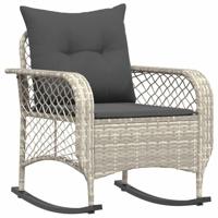 Tuinschommelstoel met kussens poly rattan lichtgrijs - thumbnail