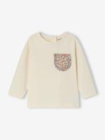 T-shirt met lange mouwen voor babymeisjes ecru - thumbnail