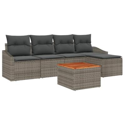Tuinbankenset met opslag 6 pcs Grijs poly rattan