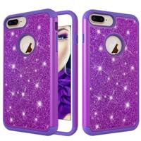 Glitter poeder contrast huid schokbestendig silicone + PC beschermende case voor iPhone 6 plus & 6s plus & 7 plus & 8 plus (paars) - thumbnail