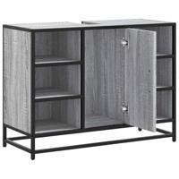 Wastafelkast 80x33x60 cm bewerkt hout grijs sonoma eikenkleurig - thumbnail