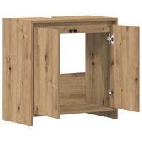 Wastafelkast 60x33x60 cm bewerkt hout artisanaal eikenkleurig - thumbnail