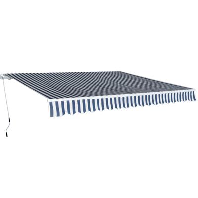 VidaXL Luifel handmatig uittrekbaar 400 cm blauw/wit VidaXL Luifel handmatig uittrekbaar 400 cm blauw/wit