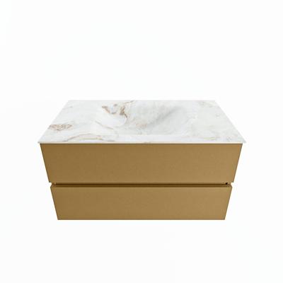 MONDIAZ VICA-DLUX 90cm badmeubel onderkast Oro 2 lades. Inbouw wastafel CLOUD midden 1 kraangat, kleur Frappe. MONDIAZ VICA-DLUX 90cm badmeubel onderkast Oro 2 lades. Inbouw wastafel CLOUD midden 1 kraangat, kleur Frappe.