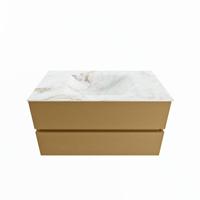 MONDIAZ VICA-DLUX 90cm badmeubel onderkast Oro 2 lades. Inbouw wastafel CLOUD midden 1 kraangat, kleur Frappe. - thumbnail