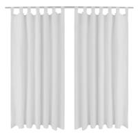 VidaXL Micro-satijnen gordijnen met ringen 140 x 225 cm 2 stuks (wit) - thumbnail