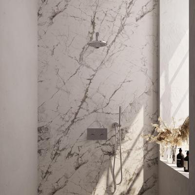 Brauer Chrome Carving Thermostatische Regendoucheset Inbouw - Hoofddouche 20 cm - Rechte Wandarm - Met Drukknoppen - Handdouche Staaf - Doucheslang - Wandaansluitbocht - Chroom
