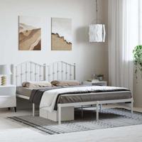 Bedframe met hoofdbord metaal wit 150x200 cm - thumbnail