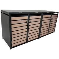 Kliko ombouw - Verzinkt staal Houtlook - Antraciet Bruin voor 4 kliko's - thumbnail