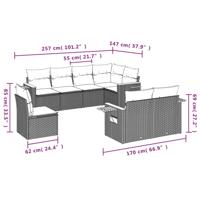 9-delige Loungeset met kussens poly rattan zwart - thumbnail