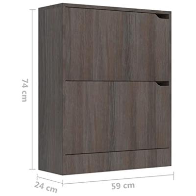VidaXL Schoenenkast 2 deuren 59x24x74 cm bewerkt hout sonoma eiken VidaXL Schoenenkast 2 deuren 59x24x74 cm bewerkt hout sonoma eiken