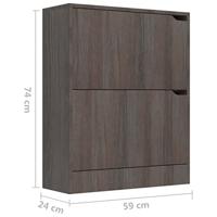 VidaXL Schoenenkast 2 deuren 59x24x74 cm bewerkt hout sonoma eiken - thumbnail
