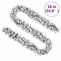 Kerstslinger met sneeuw 10 m PVC groen - thumbnail