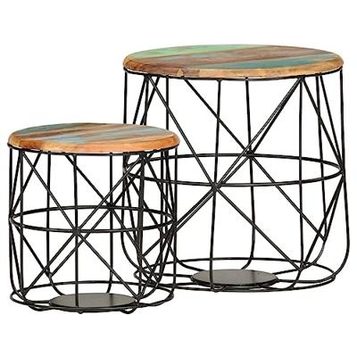 Salontafels 2 st massief gerecycled hout