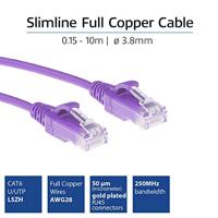 ACT Paarse 7 meter LSZH U/UTP CAT6 datacenter slimline patchkabel snagless met RJ45 connectoren - thumbnail