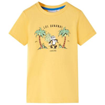 Kindershirt apenprint 92 lichtokerkleurig