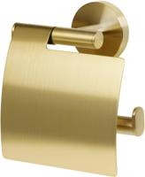 Saqu Nemo toiletrolhouder met klep 12,8x5,6x14,2cm geborsteld messing - thumbnail