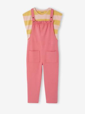 Meisjesset met T-shirt en tuinbroek rozen