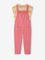 Meisjesset met T-shirt en tuinbroek rozen - thumbnail