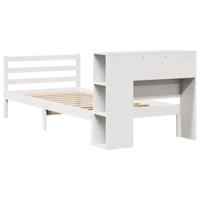 Bed met boekenkast zonder matras grenenhout wit 90x190 cm - thumbnail