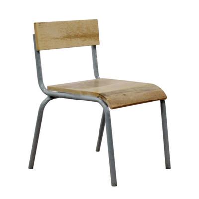 Stoel hout-metaal grijs (set van 2)