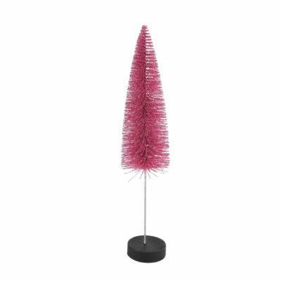 Countryfield kerstboom op voet glitter roze 30 cm | 12 stuks