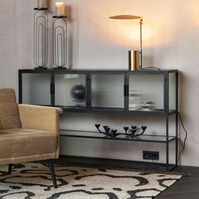 Dutchbone Dressoir 'Boli' Glas en metaal, 150cm Dutchbone Dressoir 'Boli' Glas en metaal, 150cm