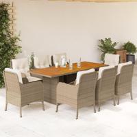 9-delige Tuinset met kussens poly rattan beige - thumbnail
