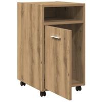 Kast met wielen 33x38x60 cm bewerkt hout artisanaal eikenkleur - thumbnail
