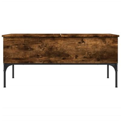 Salontafel 100x50x45 cm bewerkt hout en metaal gerookt eiken Salontafel 100x50x45 cm bewerkt hout en metaal gerookt eiken